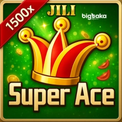 JILI Super Ace slot game icon with golden crown and 1500x label by BigTaka